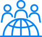 Icon-collaborate Three people icons behind a globe, symbolizing global teamwork and international collaboration.